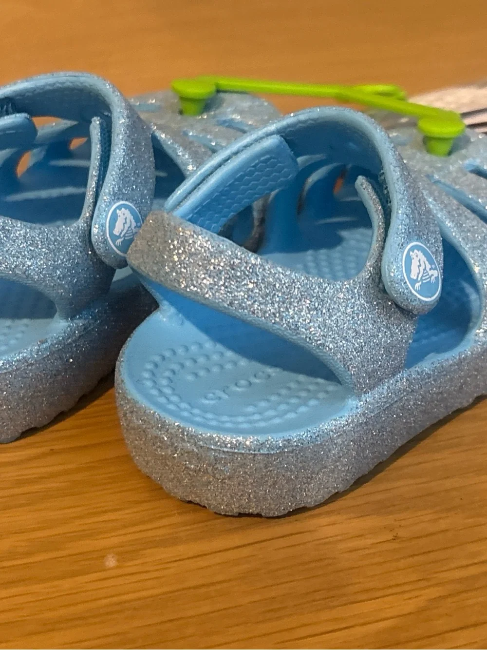Crocs Classic Fisherman Sandals Blue Glitter Toddler Size C4 4 NEW